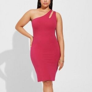 Torrid Vibrant Pink One-Shoulder Dress #3424
